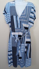 9 West Women's Faux Wrap Multicolor Dress With Belt Sz XL