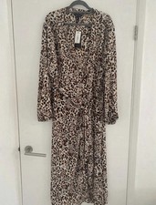 New Look Leopard Print Long Sleeve Mini Dress Women's Size Large Brand New Tags