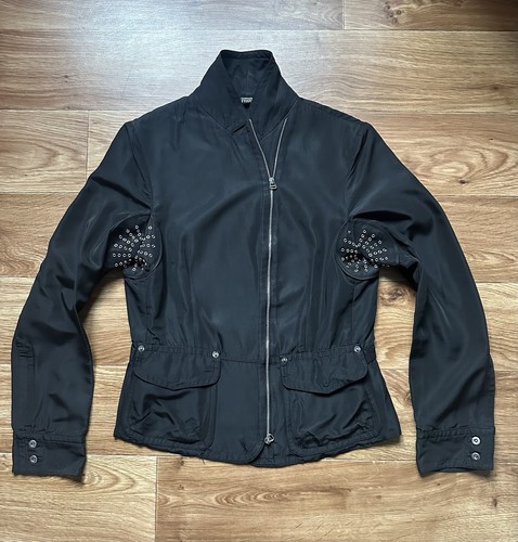 Gianfranco Ferre Vintage Ösen Achsel Struktur Jacke Schwarz Damen Gr. S - Bild 1 von 14