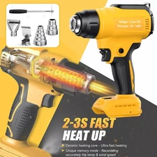 Wireless Fast Heat Hot Air Gun with 5 Nozzels Compatible with Dewalt 20v Battery