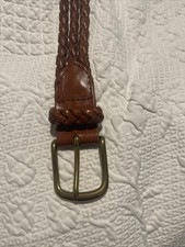 Architect Womens Sz M Leather Woven Belt With Solid Brass Buckle