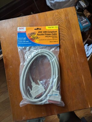 APC 10 FT Parallel Printer Cable IEEE-1284 A-B DB25 male C36 male Vintage NIB!