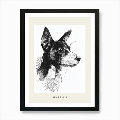 Basenji Dog Line Sketch 3 Poster Ar gerahmt Wandbild Poster Leinwanddruck Bild