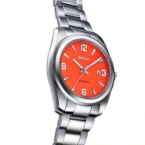 DOXA Men's Steel Band Automatic Mechanical Watch Luminous Dial Orange D205SOR - Picture 7 of 50