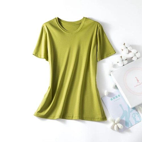 Cotton T-shirts Solid O Neck Top Summer Short Sleeve Tees Soft T-Shirts Loose - Picture 31 of 50
