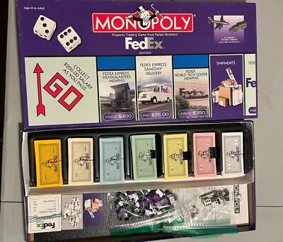 MONOPOLY Board Game FEDEX Edition Parker Bros 2005 COMPLETE Family 