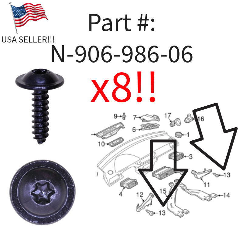 8 NEW INTERIOR TORX SCREWS FOR VW ARTEON ATLAS BEETLE GOLF