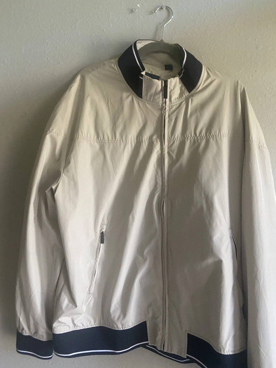 PERRY ELLIS mens jacket Beige Color BOMBER JACKET RAIN BREAKER ZIP