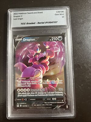 Pokemon Lost Origin Drapion V 118/196 TCC Graded Gem Mint 10 | eBay