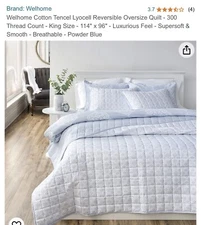 Welhome By Welspun King Coverlet Set 300 Thread Count Cotton/Tencel Blend