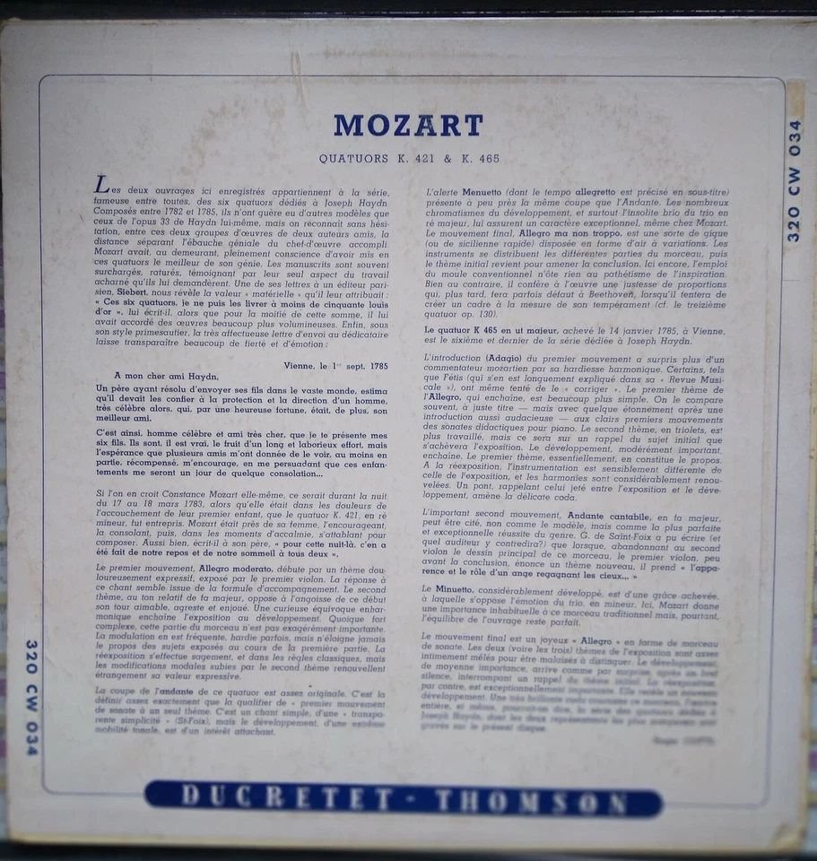 MOZART WIENER KONZERTHAUS QUARTET EARLY EDITION QUATUORS K 21,K 465 - Photo 2/3