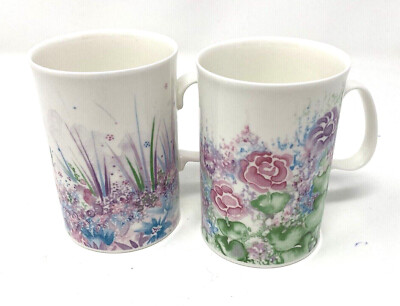 DUNOON SUMMER HAZE CUPS- (2) NOELLE MALKIN  3 3/4'' TALL