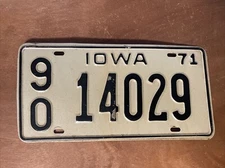 1971 Iowa License Plate # 90 14029 Wapello County