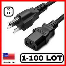 10FT AC Power Cord Cable Universal Replacement For Xbox PSU Monitor PC LOT