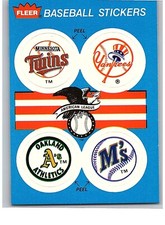 1989 Fleer Team Logo Sticker Single Yankees A's Mariners Twins Back S13