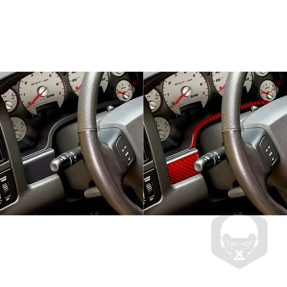 Cubierta velocímetro salpicadero para RAM 1500 2500 3500 02-05 vinilo rojo fibra de carbono Foto 4 de 4