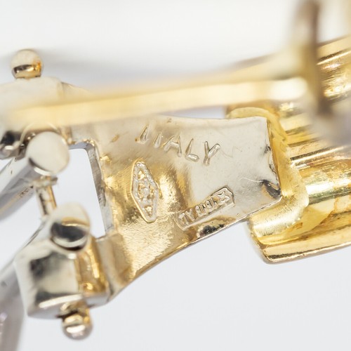 18ct Two Tone Gold Diamond Clip Earrings Italy #61806 - Picture 3 of 6