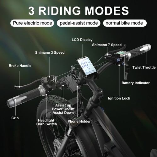 SMLRO Fat Tire Electric Bike 2000w Ebikes for Adults 48V 22.4AH Dual