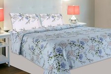 100 Cotton Double Bedsheet with 2 Pillow Covers, 186 Thread Count