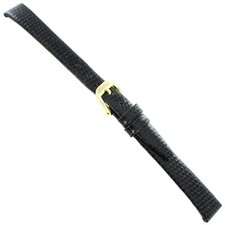 13mm Kreisler Lizard Grain Ladies Black Leather Watch Band Reg BUY 1 GET 1 FREE 