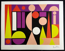 Auguste Herbin Lithographie COA Original Numéroté à Main Signature ( Max Bill )