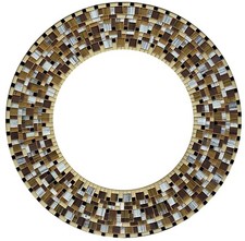 Handcrafted Brown Mosaic Round Wall Mirror