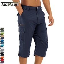 Men's 3/4 Length Quick Drying Capri Pants Cargo Workout 7 Pockets Hiking Shorts