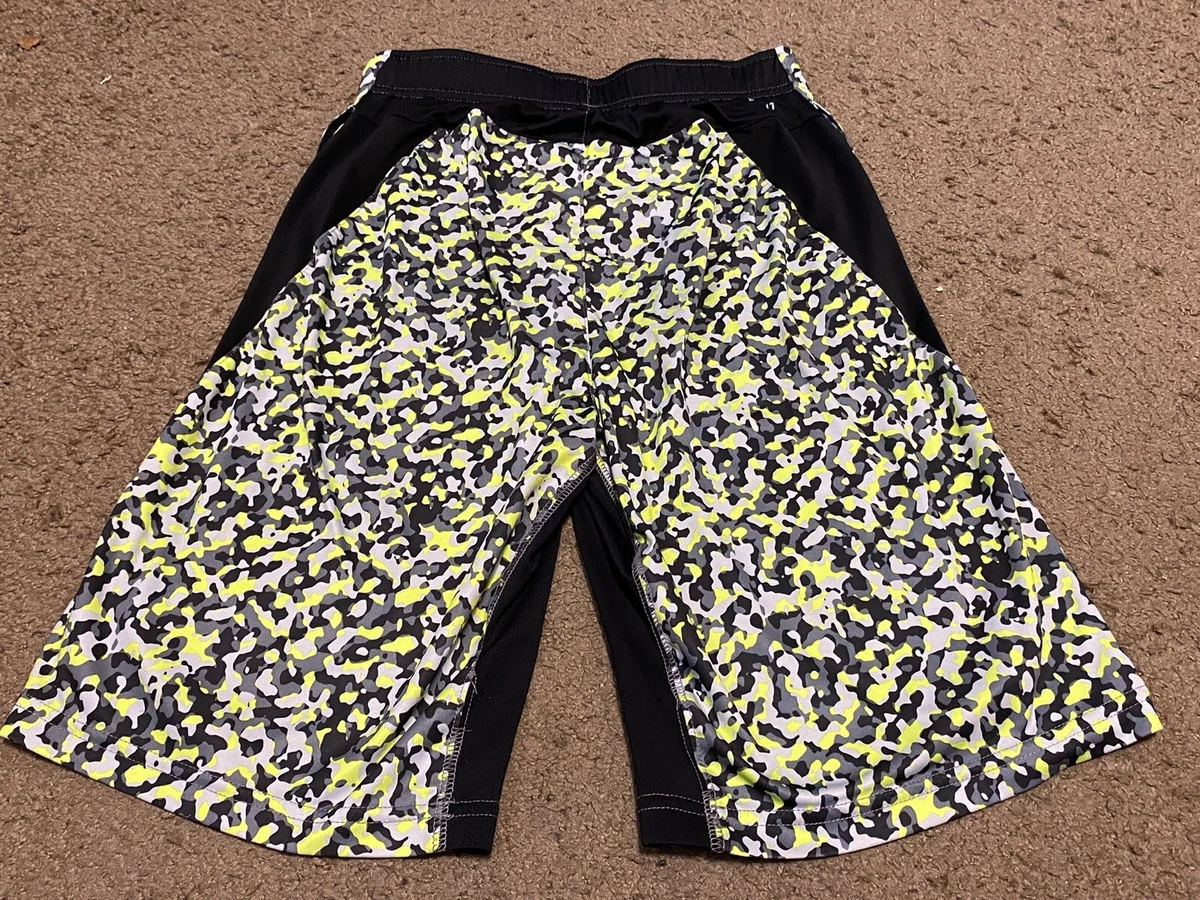 Nike Dri Fit Legacy Training Gym Shorts Yellow Black Gray Camo