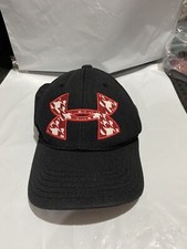 Under Armour Youth Boys Black Red Stretch Fit OSFM Houndstooth Pattern Logo Bill