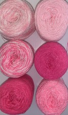 Crystal lace yarn. Colors Pinks. Acrylic/Rayon. 900 yards 1 set of 6 Balls.