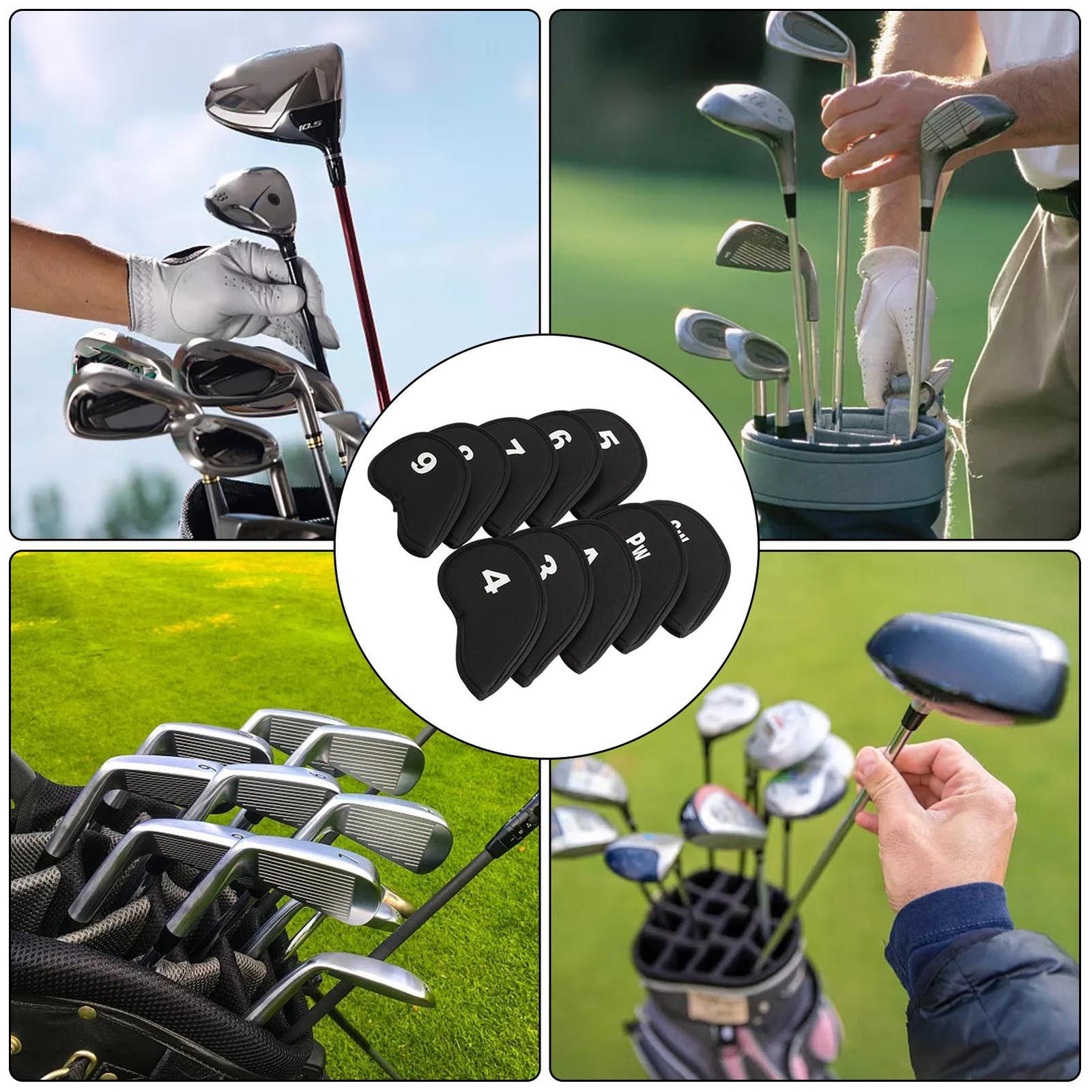 Golf Iron Head Covers Set Club Cover Ping Taylormade Cobra 10pcs eBay