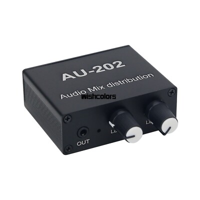 AU-202 Stereo Audio Mixer Audio Distributor for Headphones Amplifier Speakers