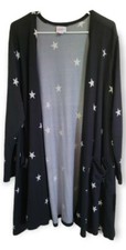 Lularoe Stars XL Caroline Cardigan White Dark Charcoal Extra Large HTF NEW