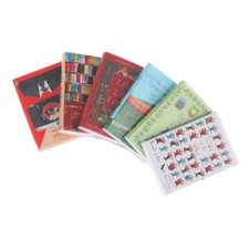 6PC Dollhouse Miniature 1/12 Scale Wooden Books Unturnable Pages Vintage