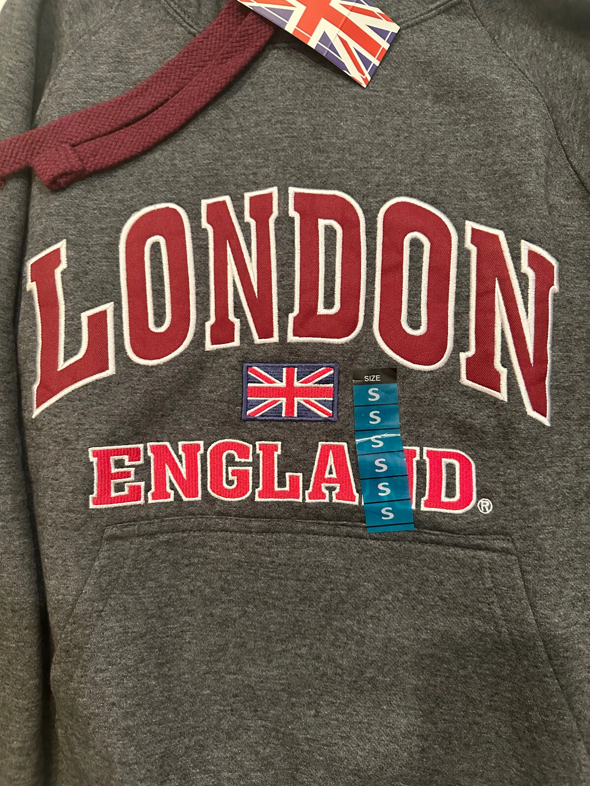 VETEMENTS Felpa con cappuccio unisex K&K Apparel London England taglia small grigia marrone nuova con etichette