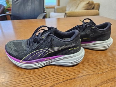 Size 7.5 - Puma Deviate Nitro 2 Black Purple Pop Water Repellant