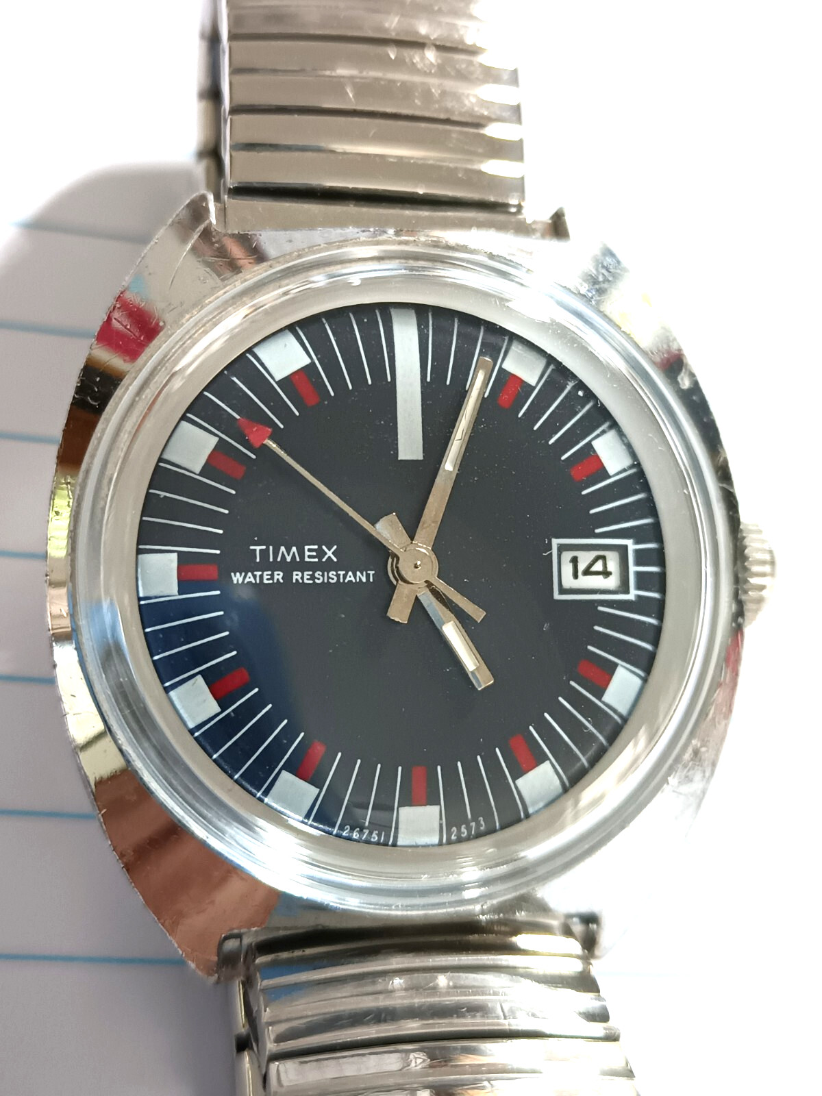 1973 TIMEX MARLIN Manual Wind #26751 Date Water Resistant MINT DIAL