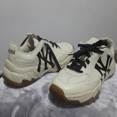 MLB Korea Big Ball Chunky NY Yankees Shoes Cream Gum Sole Men US 8 EUR 41
