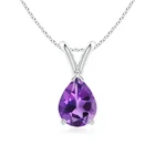 Angara Natural V-Bale Pear-Shaped 1 ct Amethyst Solitaire Pendant in Silver
