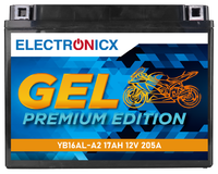Electronicx GEL Motorradbatterie 12V 17Ah 205A/EN YB16AL-A2 - Wartungsfrei, Dopp