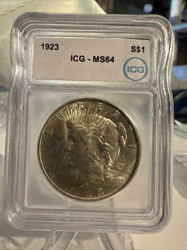 1923 Peace Silver Dollar MS 64 ICG Nice Luster Good Strike Nice Eye Appeal