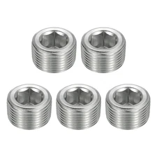 5Pcs Socket Pipe Plugs, NPT 3/4"Stainless Steel Hex Thread Pipe Caps, Silver