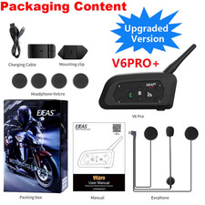 EJEAS V6 PRO + Casco Moto Interfono Auricolare Bluetooth 6 Piloti Comunicatore I