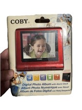 Digital Photo Album Alarm Clock Red USB COBY DP356 Travel Home NEW SEALED