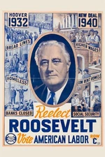 Franklin D Roosevelt FDR Election Campaign Labor Print Poster 12x18