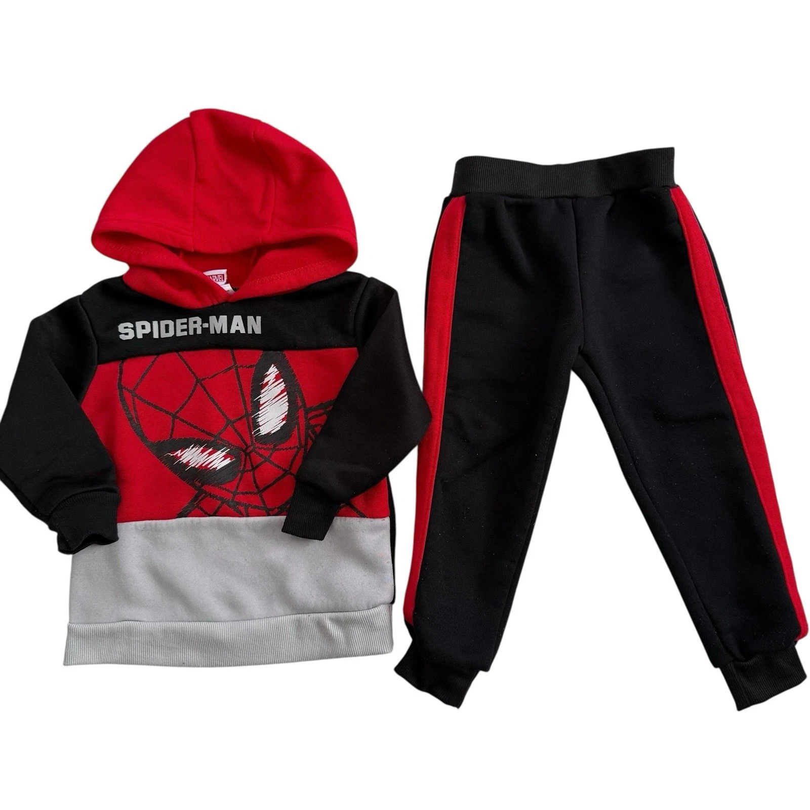 Marvel Spiderman Hooded Sweatshirt & Pants Set Boys Toddler Size 2T