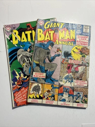 VINTAGE LOT of 2 DC BATMAN #178 ANNUAL #5 Comic Books 1963-1966