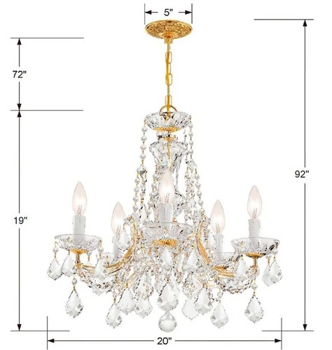Crystorama Maria Theresa 20" Wide 5-Light Gold and Crystal Chandelier - Picture 7 of 8