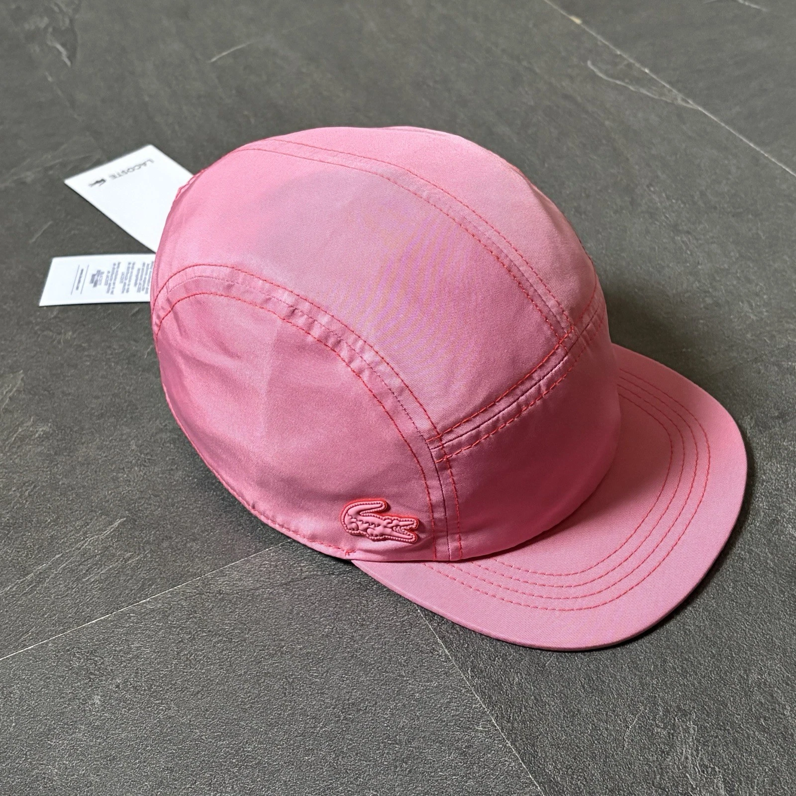 Lacoste 5 Panel Cap Pink NEW NWT M Polyester Lightweight Spring Summer Red