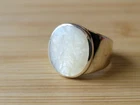 Vtg Sterling 925 Mother Of Pearl MOP Signet Style Chunky Oval Ring Sz 8¾ 8.58g